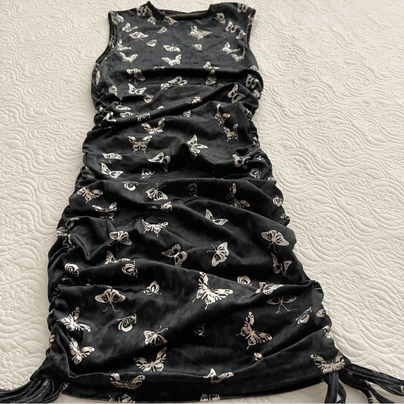 Zaful Dress Gathered Side Velvet Butterfly Tank Size Small - Picture 4 of 14